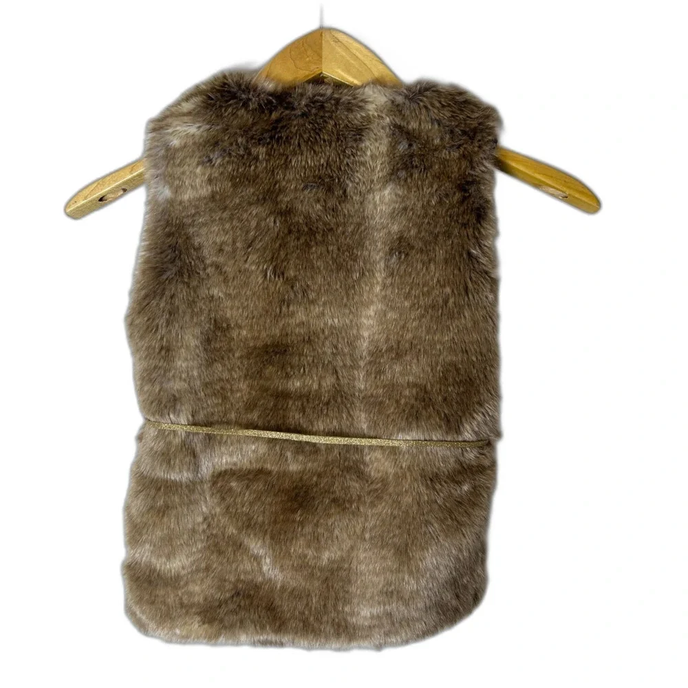 Oshkosh B'Gosh Girl's Brown Faux Fur Sleeveless Belted Vest Girl's Size 7